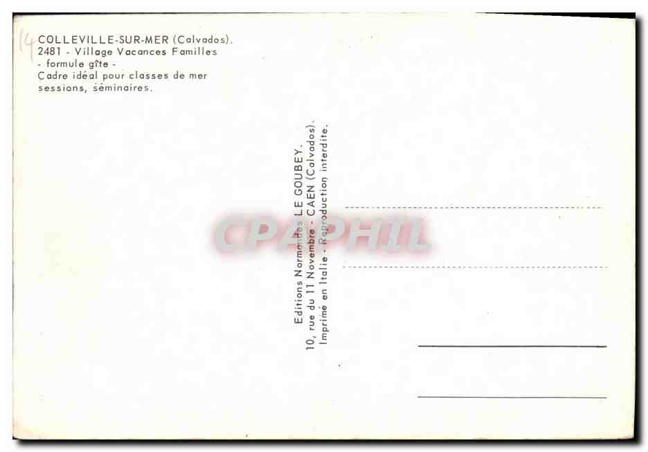 Colleville-sur-Mer — Village Vacances Familles — Éditions Normandes LE GOUBEY — Verso