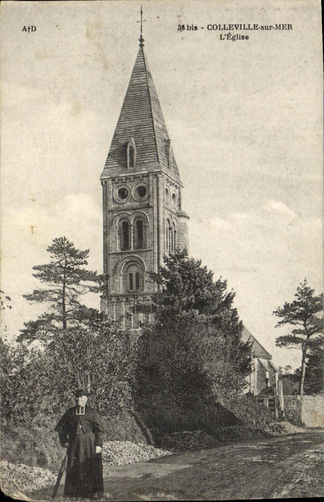 CPA Colleville Sur Mer L Eglise
