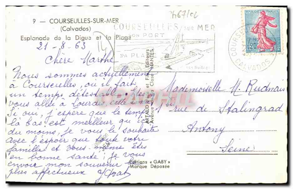 Courselle-sur-Mer — Esplanade de la Digue und die Strandpromenade — Éditions Gaby — Rückseite