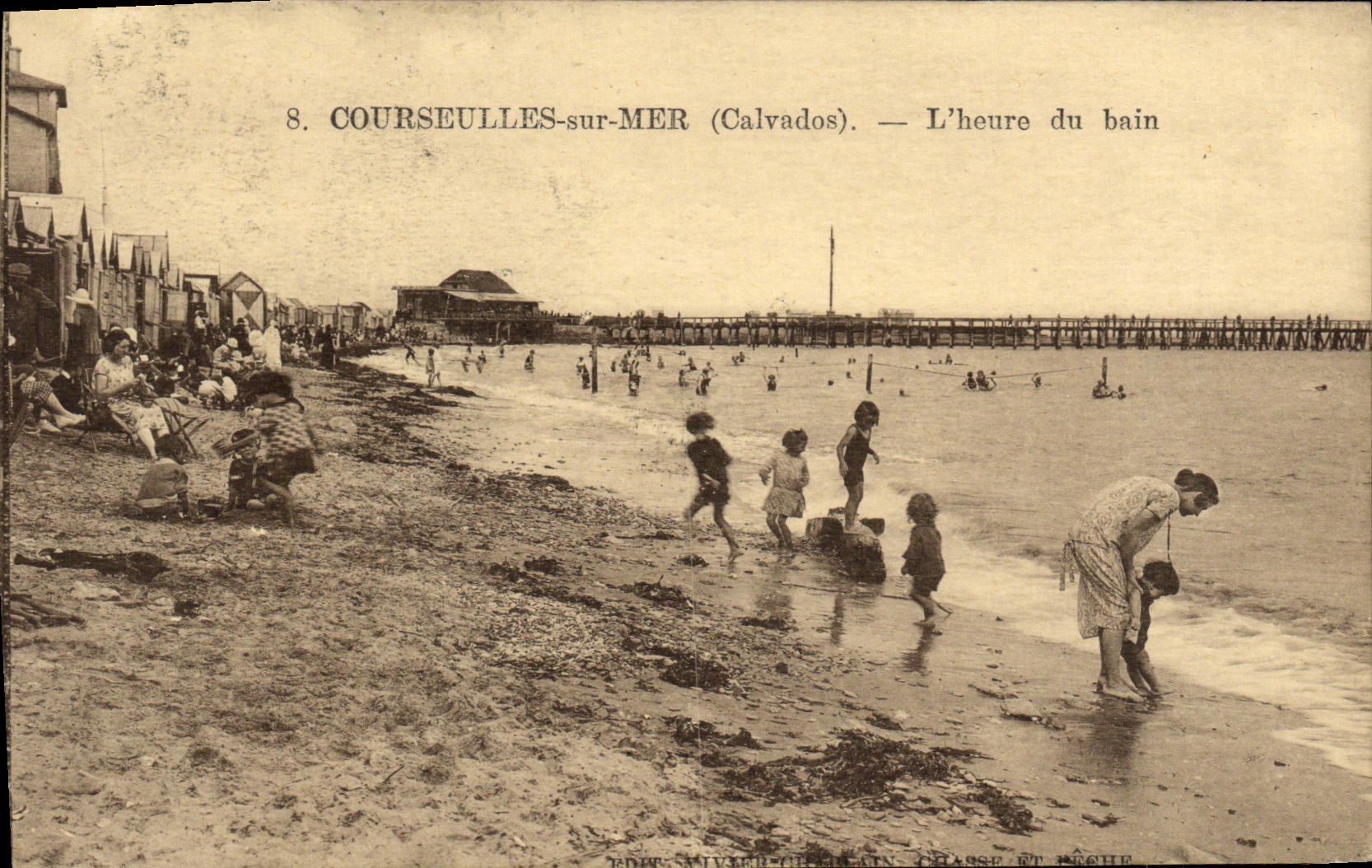 COURSEULLES-sur-MER (Calvados) — L'heure du bain — Édit. Vivier-Chevalain, n°8