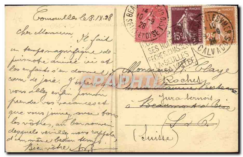 COURSEULLES-sur-MER (Calvados) — L'heure du bain — Édit. Vivier-Chevalain, n°8 — Reverso