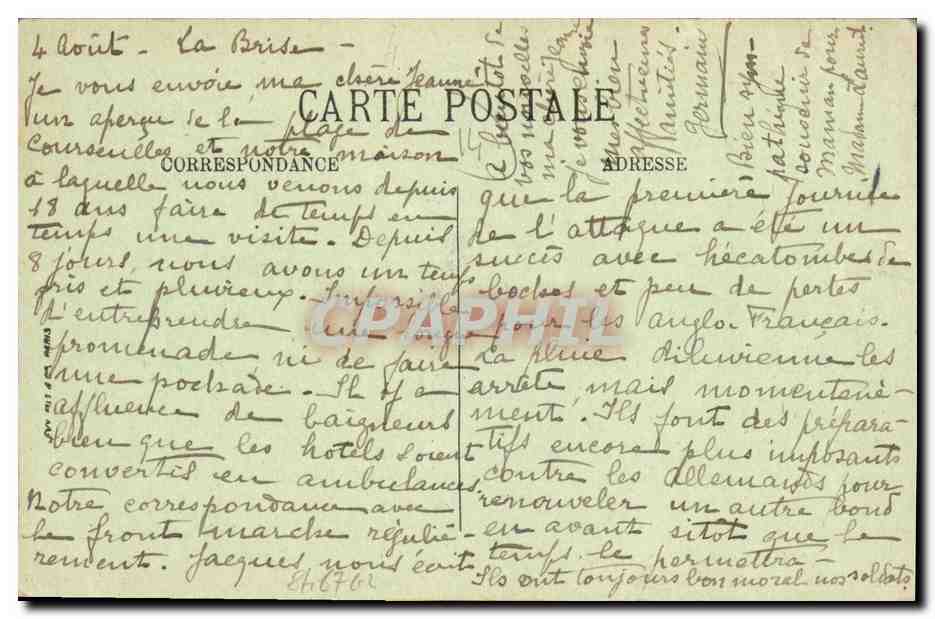 COURSEULLES — Scène de Plage — LL — Verso