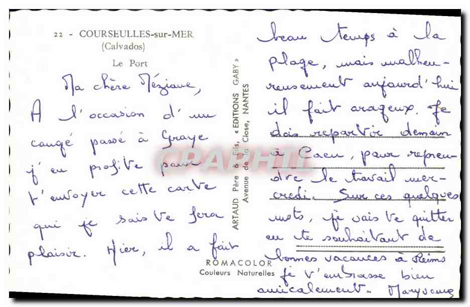 CPM Courseulles Sur Mer Le Port Bateaux — Verso