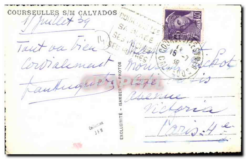 Port de Courseulles-sur-Mer — S.M. Calvados et voiliers — éditeur Isambert — Verso