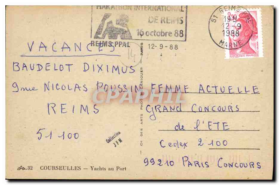 Port de Courseulles — Yachts au Port — éditeur JFM, n°32 — Reverso