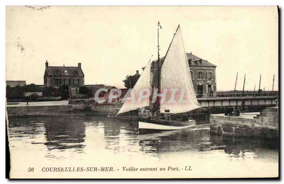 COURSEULLES-SUR-MER — Voilier entrant au Port — LL, n°50