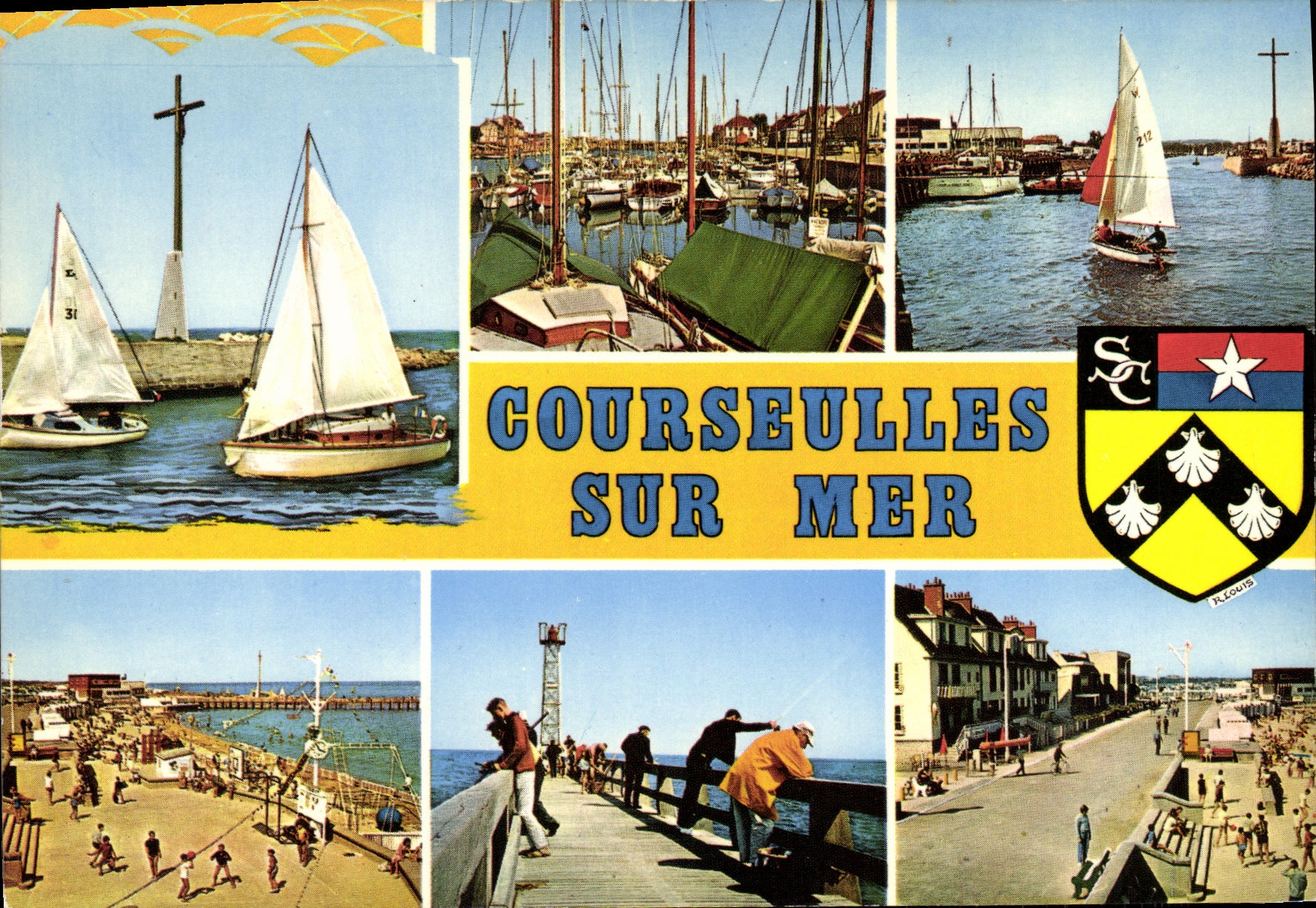 Courseulles-sur-Mer — vue du port et de la plage — Éditions J.F.M. n° 989