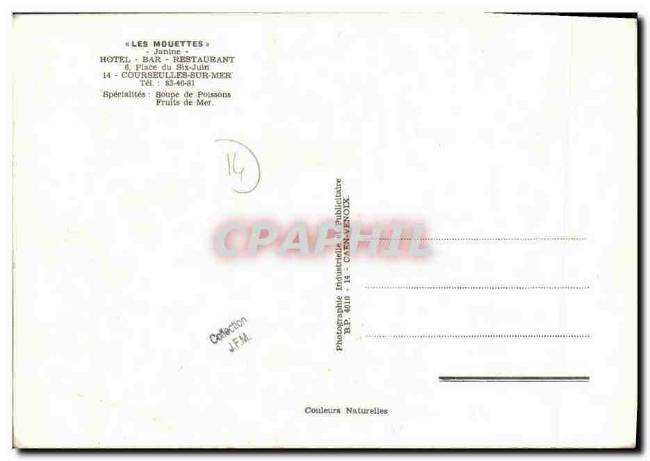 CPM Courseulles Sur Mer Restaurant Les Mouettes — Verso