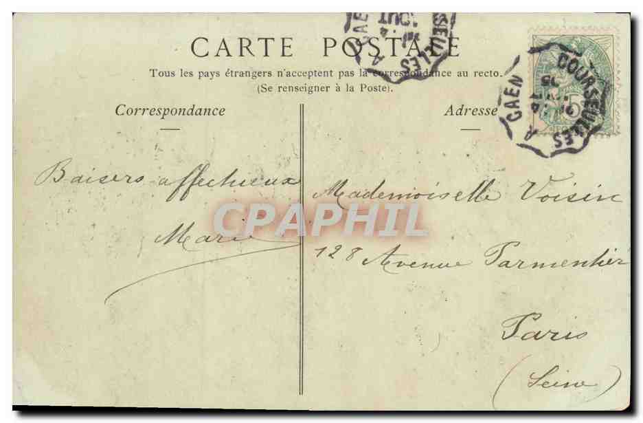 COURSEULLES-SUR-MER (Calvados) — La Rue de l'Église — Éditeur L. TOSTAIN, n° 255 — Rückseite