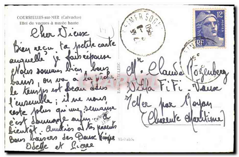 COURSEULLES-sur-MER (Calvados) — Effet de vagues à marée haute — Édition J.F. MELIERC — Reverso