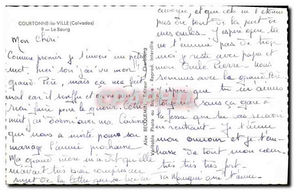 CPM Courtonne la Ville Le Bourg Automobile — Rückseite