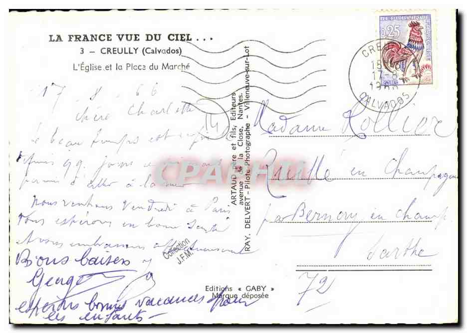 Creully (Calvados) — L'Église et la Place du Marché — Éditions Gaby — Verso