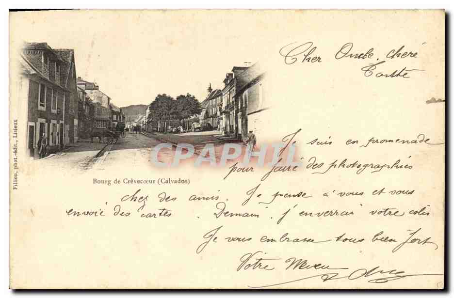 Bourg de Crèvecoeur (Calvados) — vue de rue — Fillon, phot.-édit., Lilleux