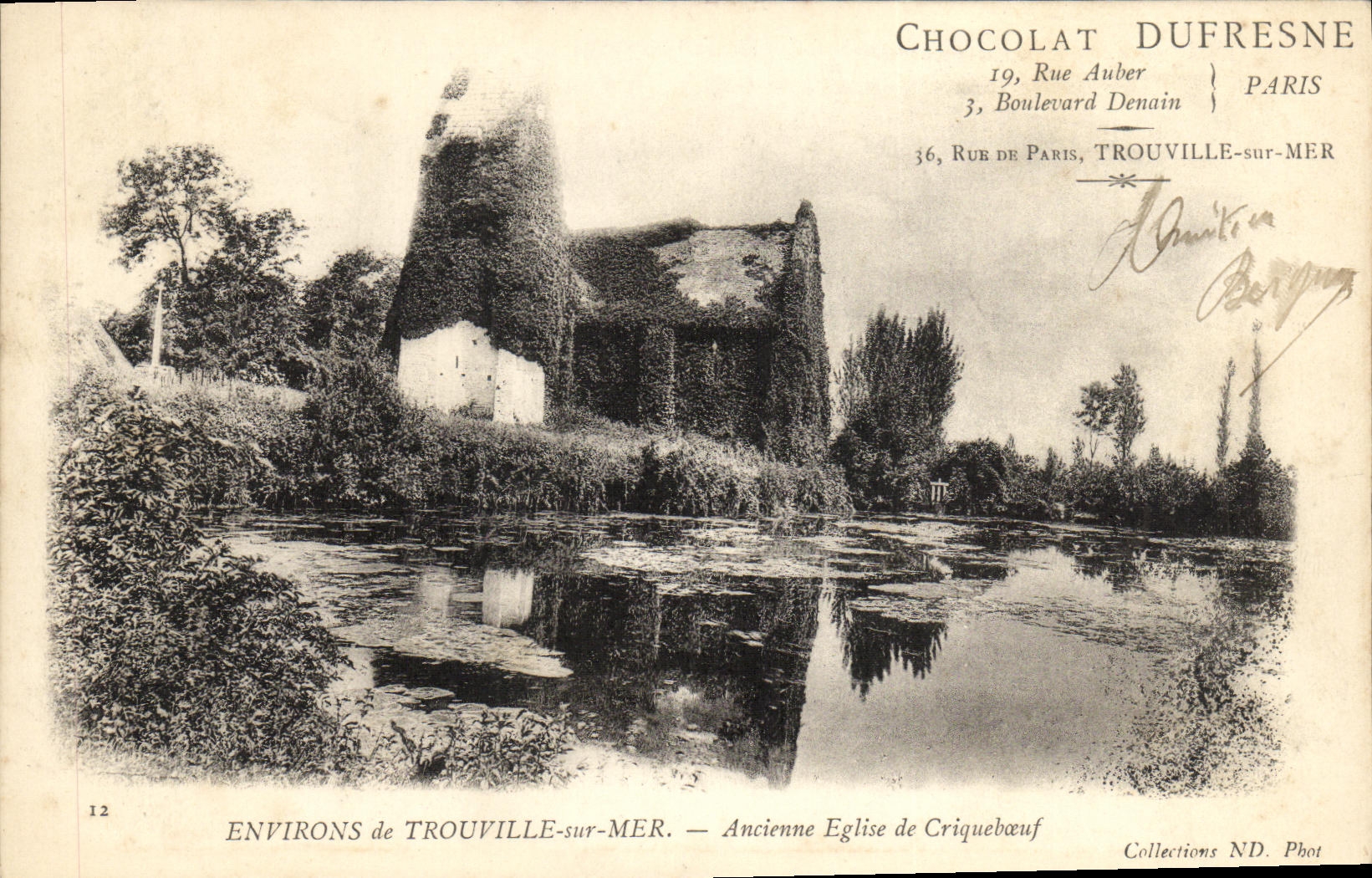 Environs de Trouville-sur-Mer — Ancienne Église de Criquebœuf — Chocolat Dufresne, Paris