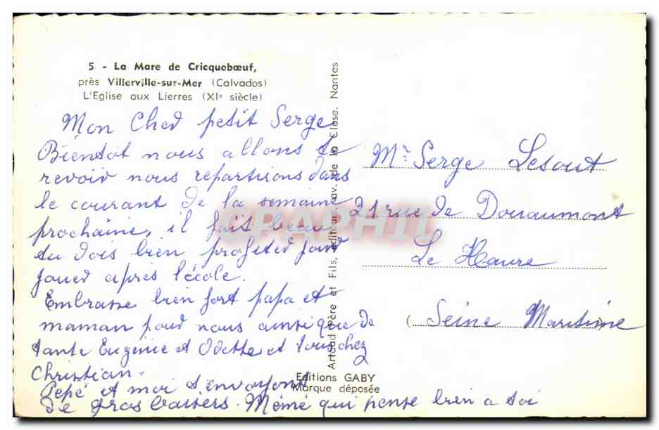 CPM La Mare de Cricqueboeuf pres Villerville sur Mer L Eglise aux Lierres  — Verso