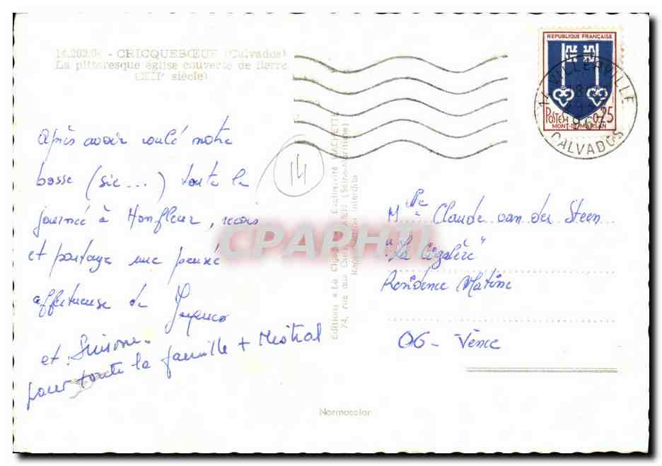 CPM Cricqueboeuf La pittoresque eglise couverte de lierre — Verso