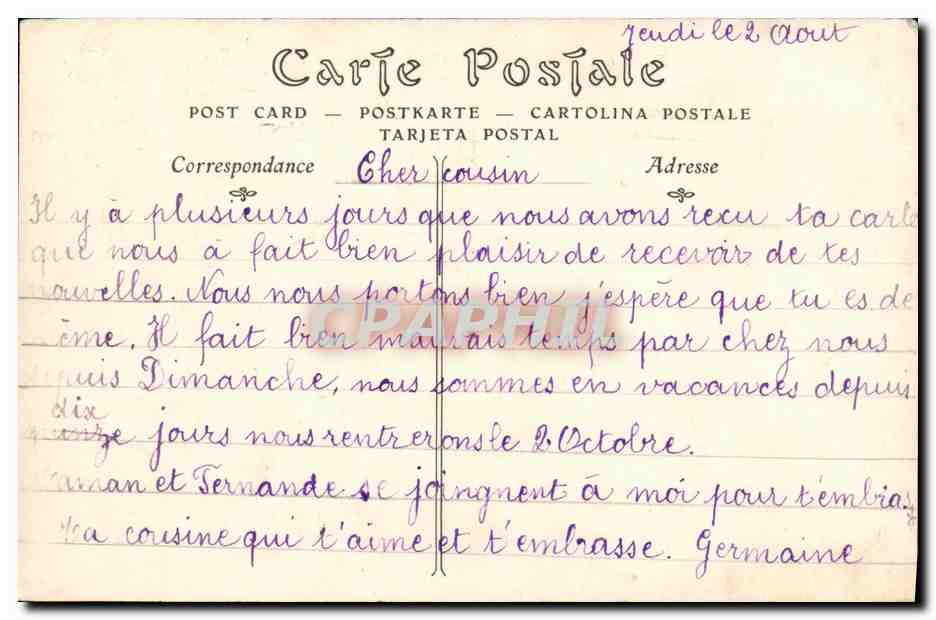 CPA Criqueville Chateau Saint Pierre — Rückseite
