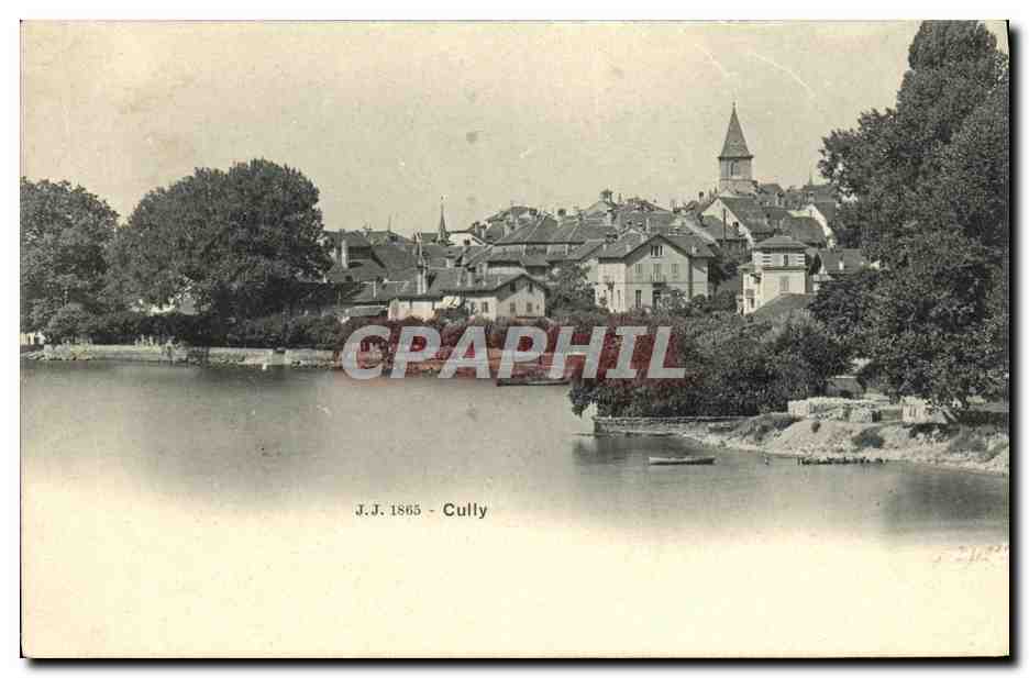 Cully — vue du lac et du village — Julien Frères, Genève - Anverso