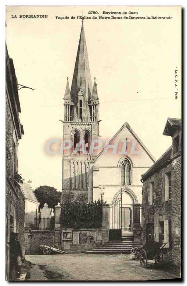 CPA Environs de Caen La Normandie Facade de l Eglise Notre Dame de Douvres la Delivrande