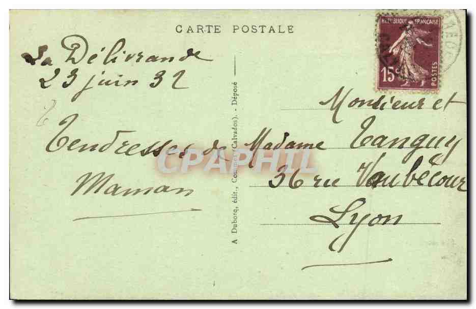 Aux pieds de N.-D. de La Délivrande — Intérieur de la cathédrale — A. Dubord, édit. (Calvados), n°2 — Verso