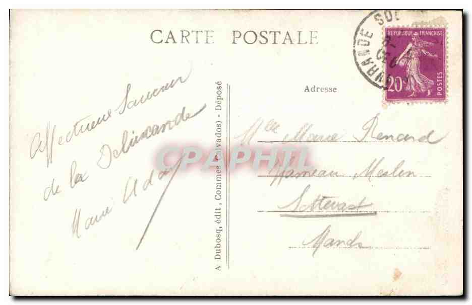 Intérieur de la Basilique de N.-D. de LA DÉLIVRANDE (Calvados) — A+D 19 — éditeur A. Dubosq — Verso
