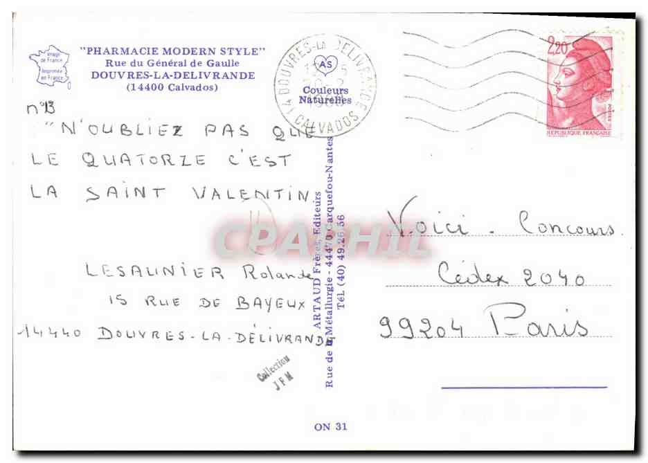 Pharmacie G. Lesage — Douvres-la-Délivrande — Artaud Frères Éditeurs — Verso