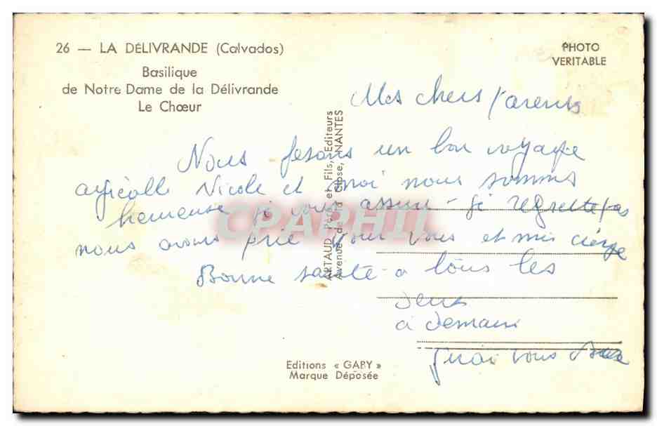 Basilique de Notre-Dame de la Délivrande — Le Chœur — Éditeur GARY, n°26 — Reverso
