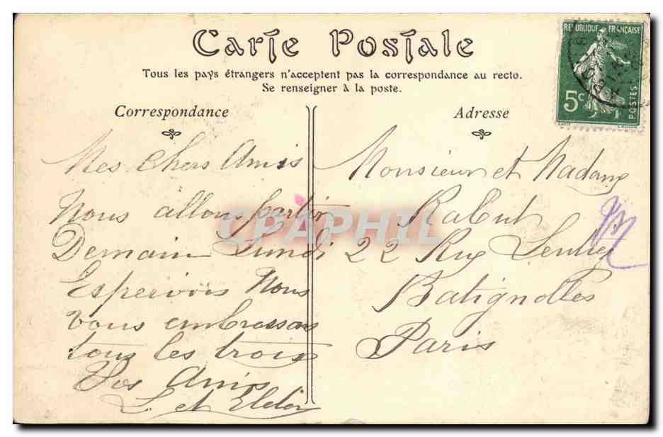 Divès — Place de l'Hôtel-de-Ville — CH. Marie Tappissier — Rückseite