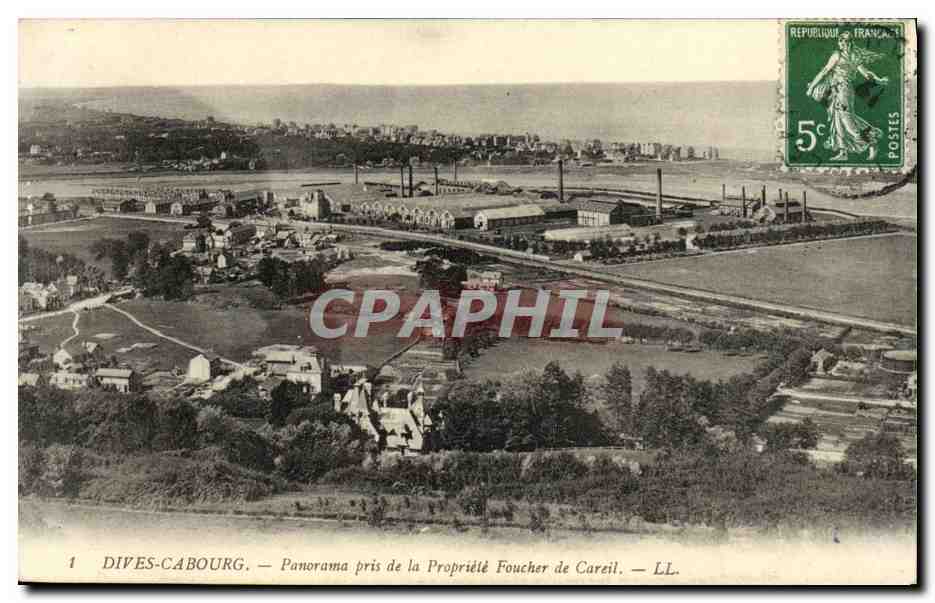 CPA Dives Cabourg Panorama pris de la Propriete Foucher de Careil