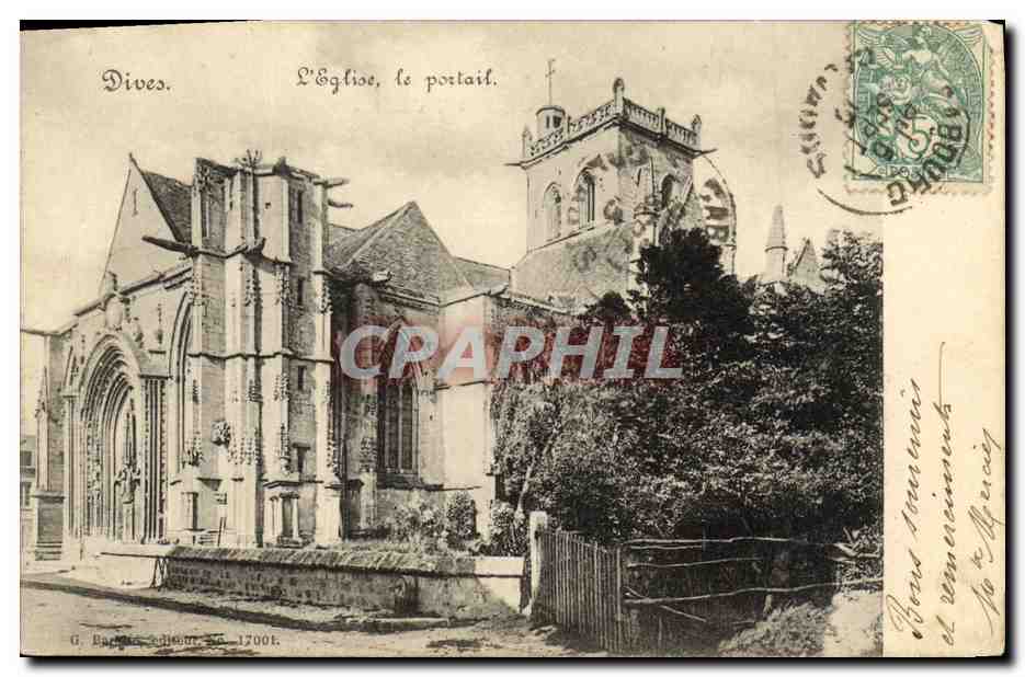 CPA Dives Vue Sur L Eglise Le portail