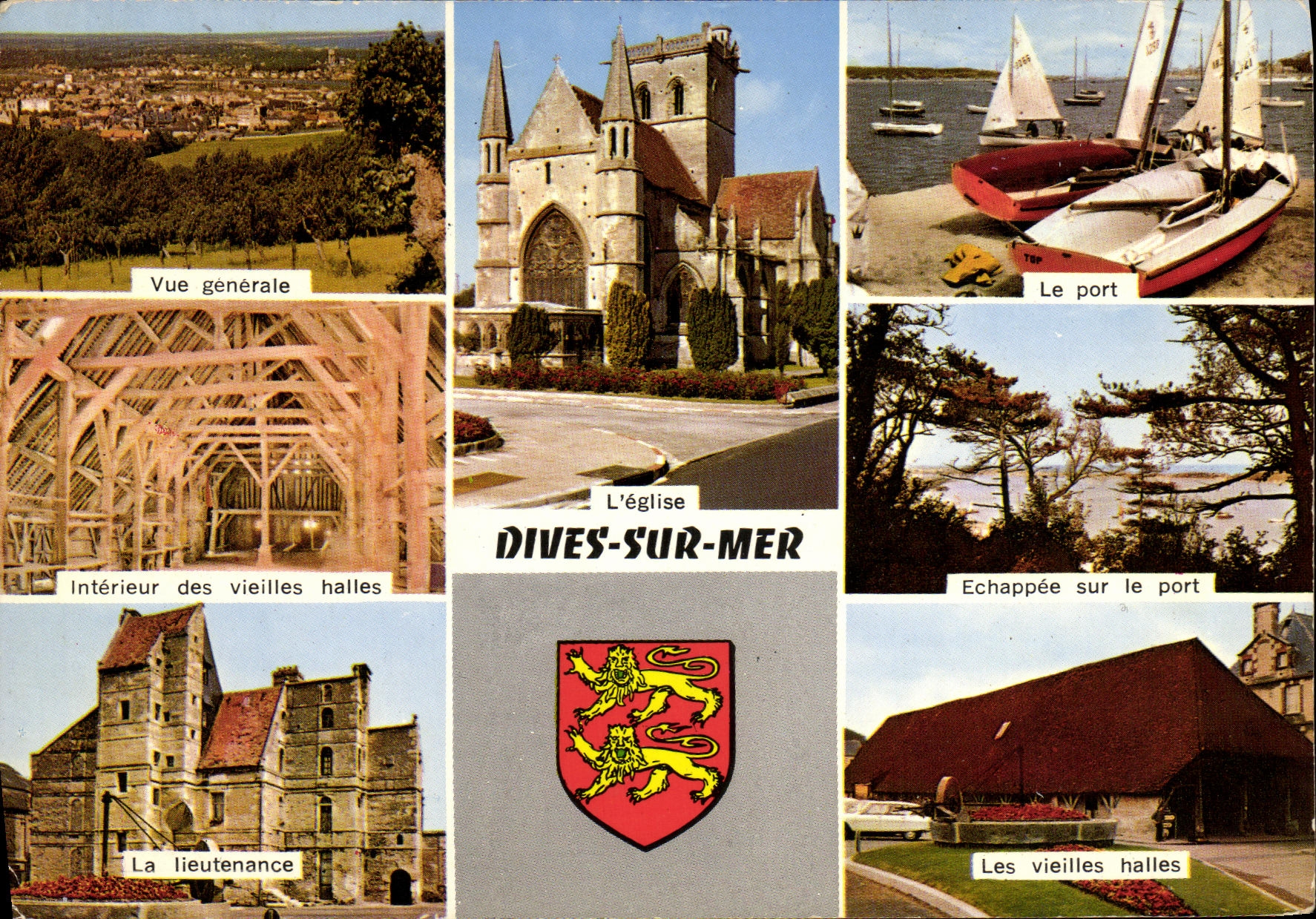 Dives-sur-Mer — Vue générale, l'église, le port, les vieilles halles, la lieutenante — Artaud Frères, Nantes