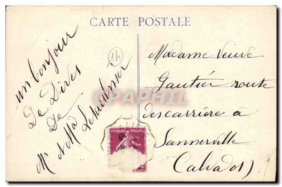 CPA Dives Sur Mer La Poste et Salle Des Fetes — Rückseite
