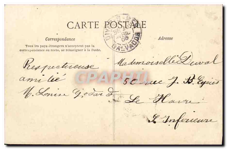 CPA Dives Sur Mer La rue de Lisieux — Rückseite
