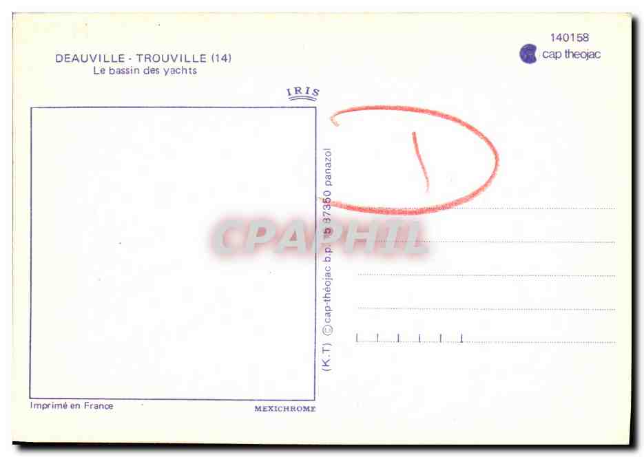 Deauville - Trouville — Le bassin des yachts — IRIS — Verso