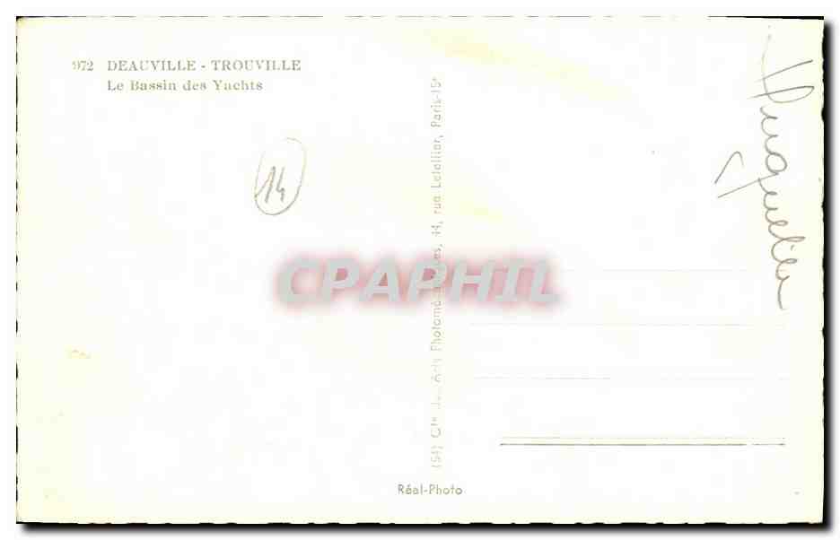 Deauville - Trouville — Le Bassin des Yachts — Réal-Photo, 14, rue Leduc, Paris-15e — Verso