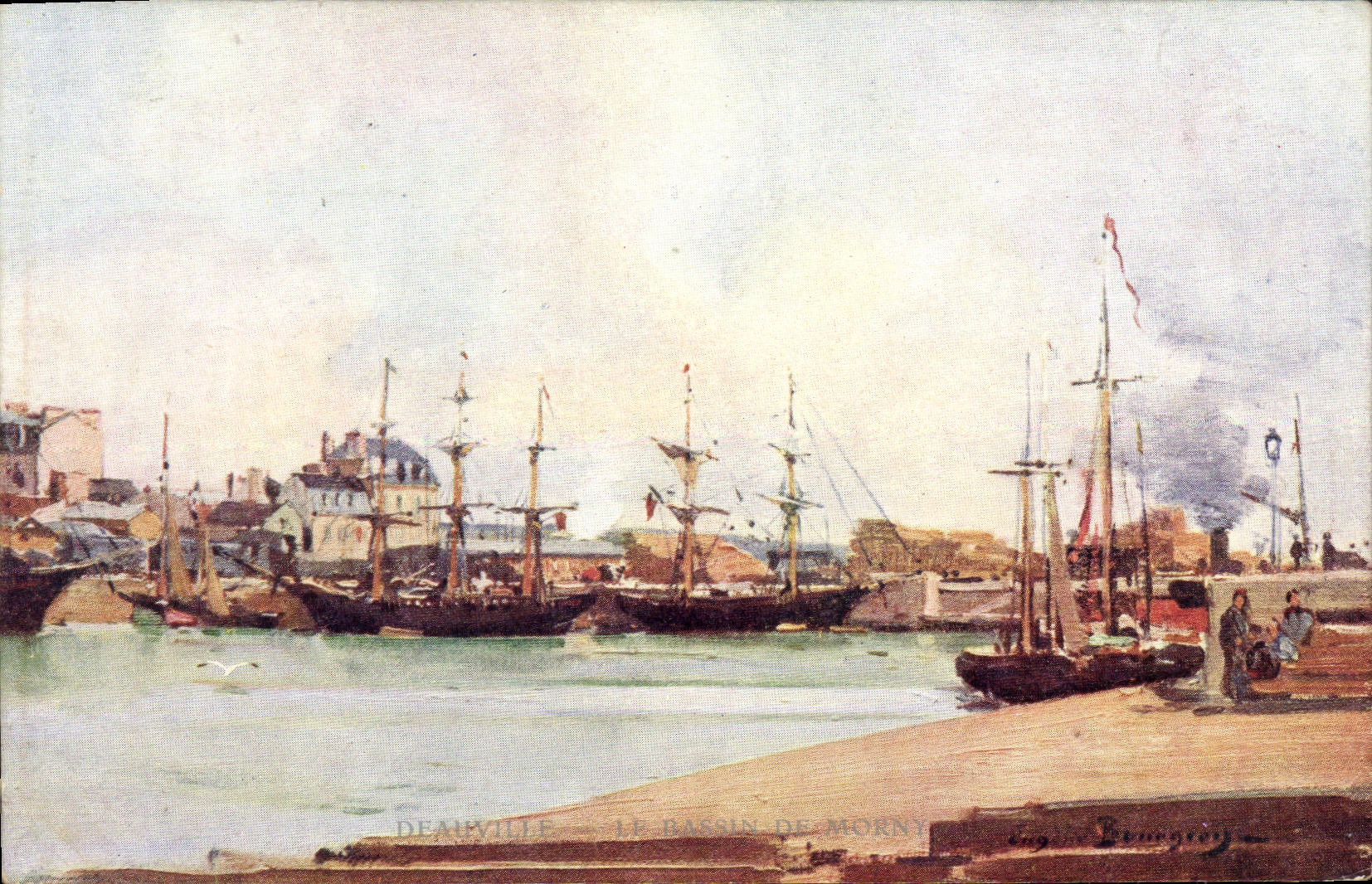 CPA Deauville Plage Fleurie Le Bassin de morny Bateaux 