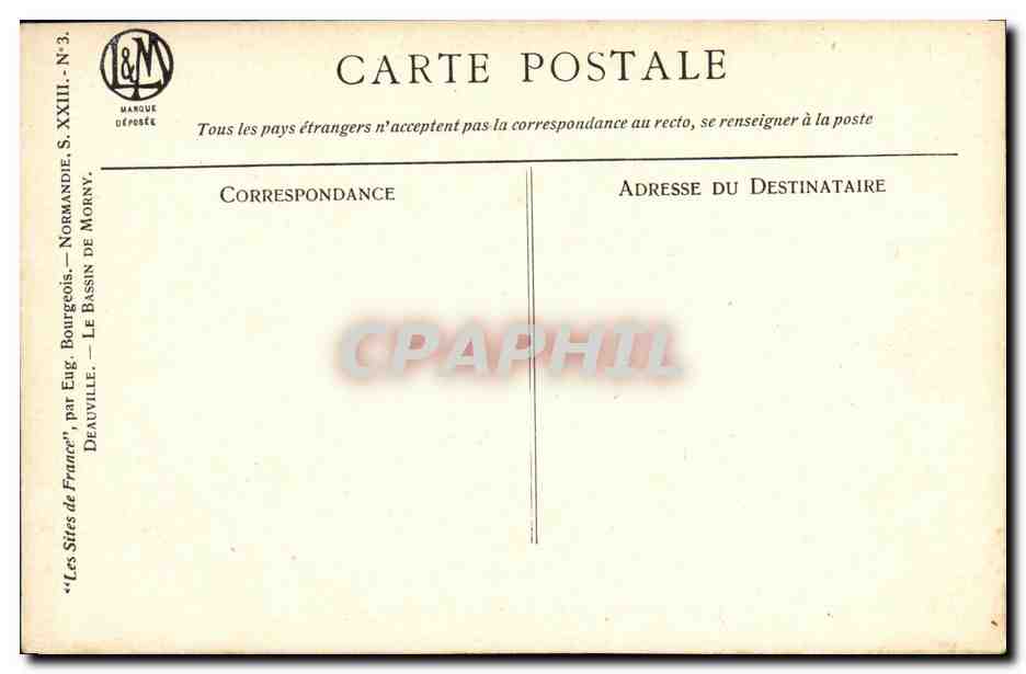 CPA Deauville Plage Fleurie Le Bassin de morny Bateaux  — Verso