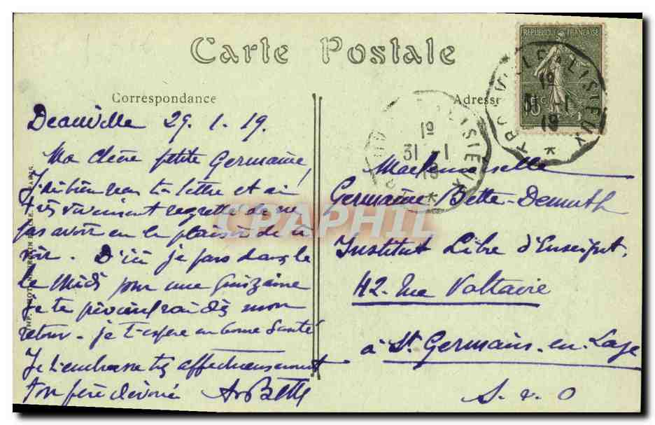 CPA Deauville Plage Fleurie Le Bassin des Yachts Bateaux — Verso