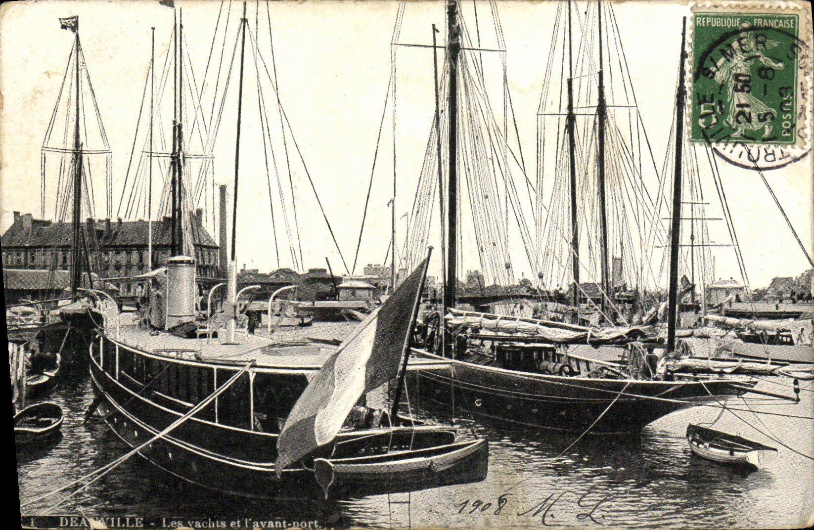 Deauville - Les yachts et l'avant-port — 1908 — M. L.
