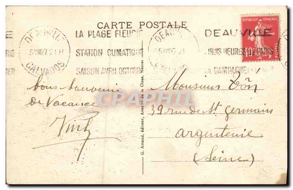 Deauville - Yacht in the Basin — G. Arraud, Publisher, n°40 — Back