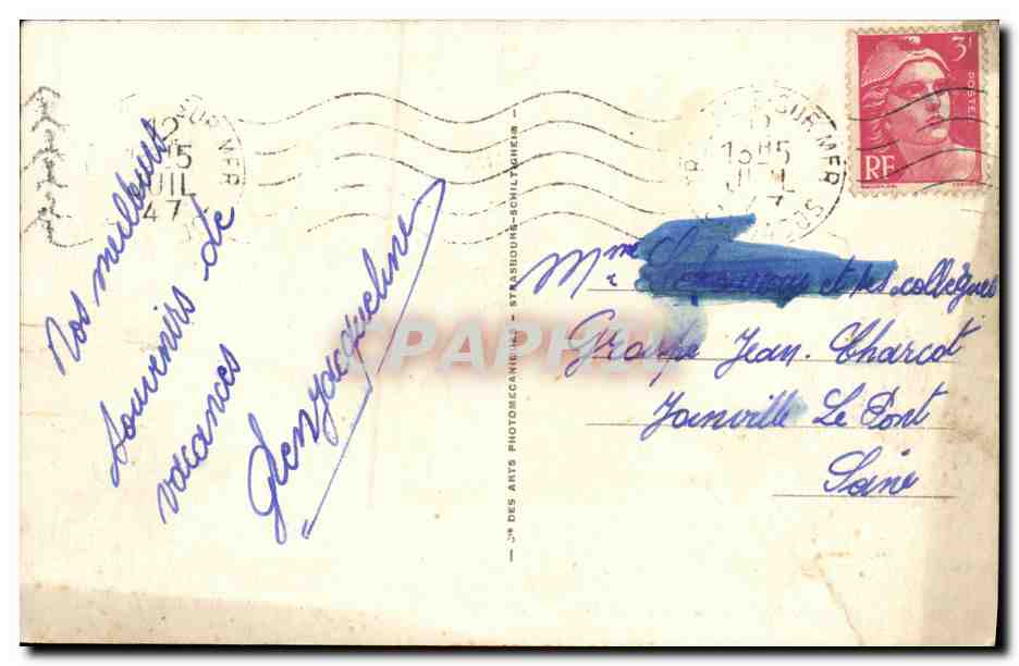 CPA Deauville Plage Fleurie Yacht dans le Bassin Bateaux — Verso