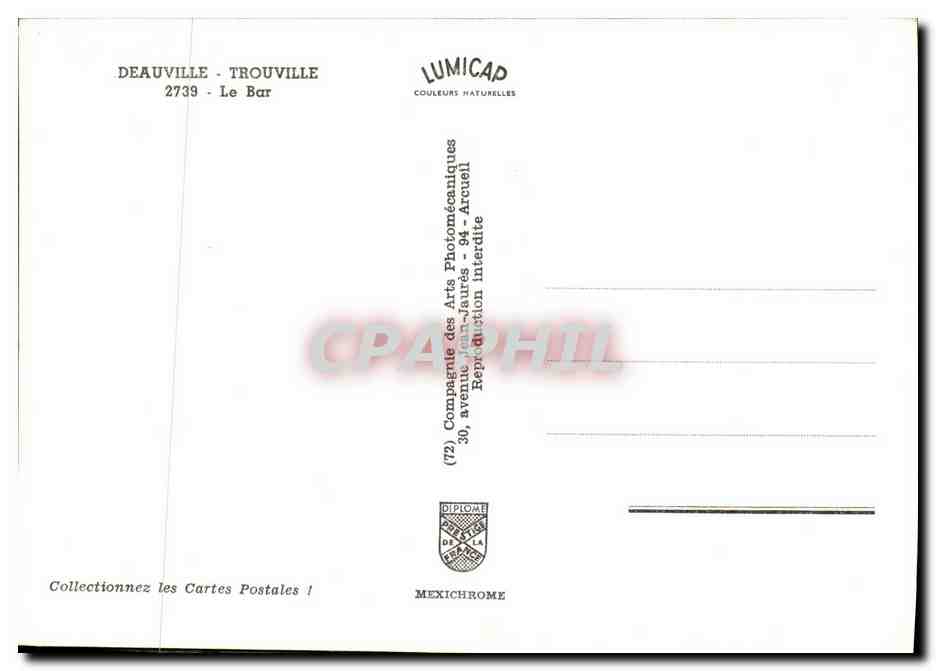 Deauville - Il Bar — editore LUMICAP, n° 2739 — Verso
