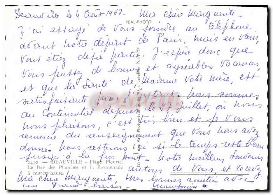 Deauville - Plage Fleurie — Le Bar des Planches — éditeur REAL-PHOTO, n°12 — Verso