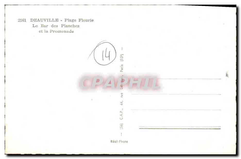 Deauville - Plage Fleurie — Le Bar des Planches et la Promenade — C.A.P. Paris — Verso