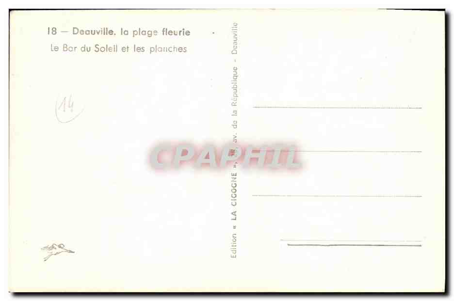 CPM Deauville Plage Fleurie Le Bar du Soleil et les Planches — Verso