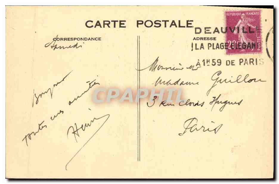 Deauville "La Plage fleurie" — Le Bar du Soleil et la promenade sur les planches — C. M., Le Havre, n°416 — Verso