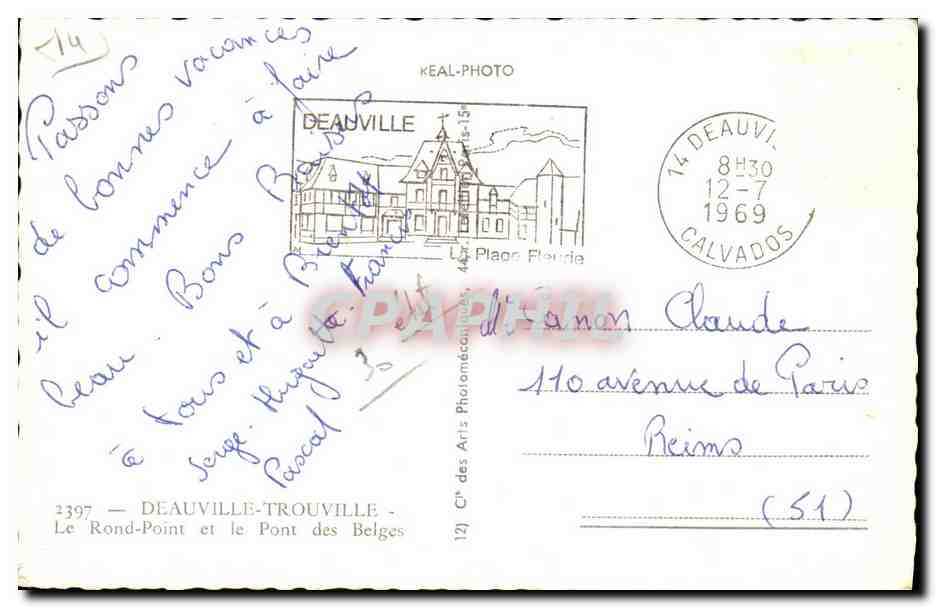 CPM Deauville Trouville Le Rond Point et le Pont des Belges — Rückseite