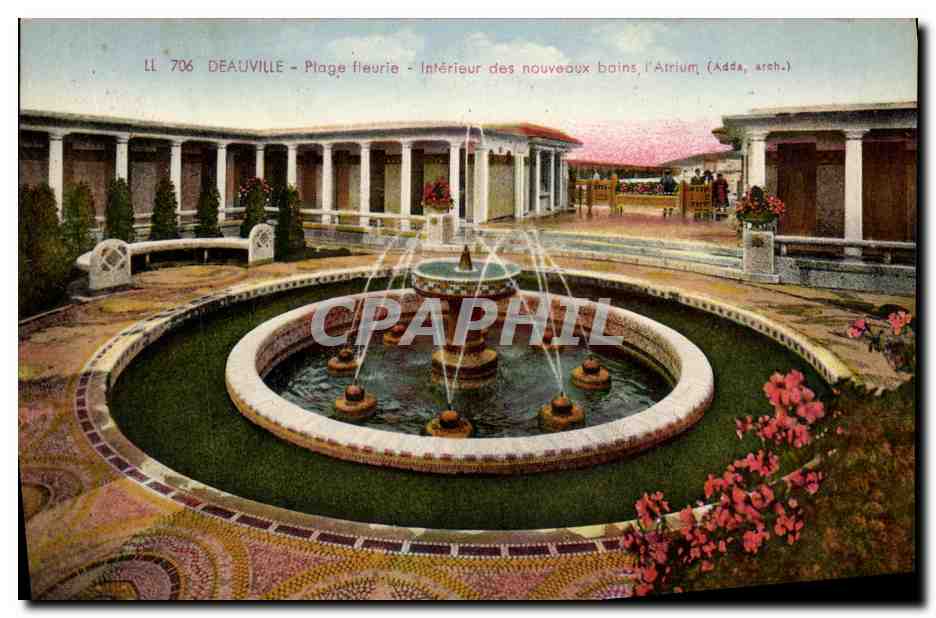 Vintage Postcard View of Deauville Beach, Interior of the New Baths