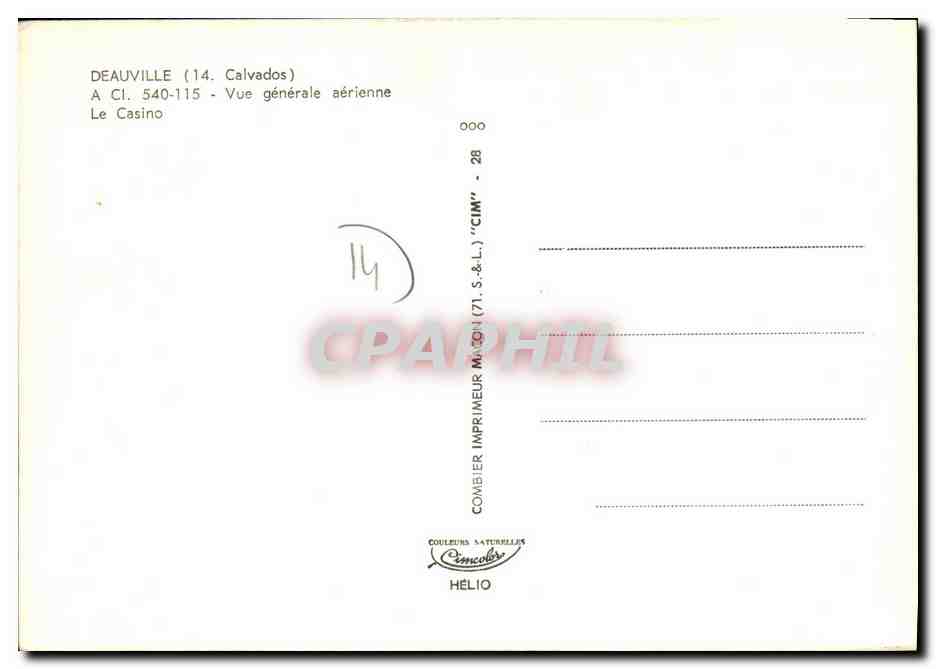 CPM Deauville Le Casino Vue Generale aerienne Le casino — Verso