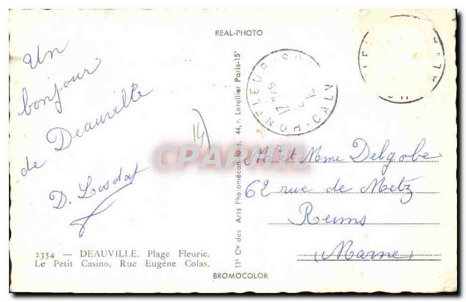 CPM Deauville Plage Fleurie Le Petit Casino Rue Eugene Colas — Verso